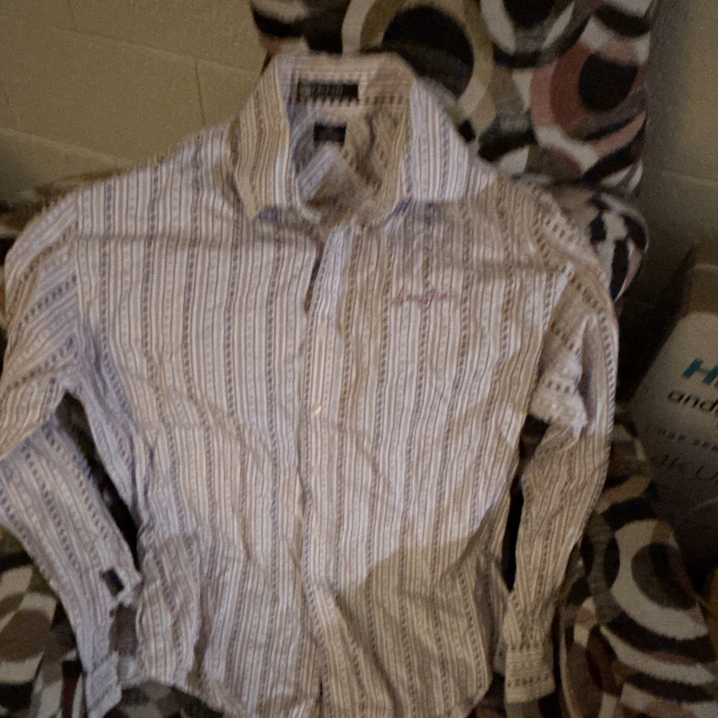 Sean John Men’s XL Striped Long Sleeve Button-Up Shirt Cotton Woven White