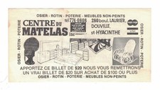 1970-80, COUPON $20.00 AT CENTRE DU MATELAS INC, 280 BOUL. LAURIER, ST-HYACINTHE