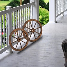 2 X 24 Wooden Wagon Wheel High Quality Fir Wood For Indoor Outdoor No Assembly