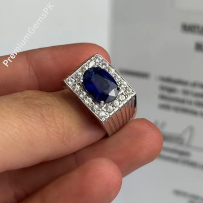 Natural Beautiful Neelam Sapphire Delicate Elegant Men Sterling Silver Ring