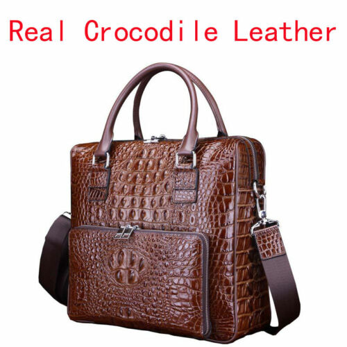 Real 100% Thai Crocodile Alligator Skin Men Luxury Business Briefcase Handbag - Afbeelding 1 van 14