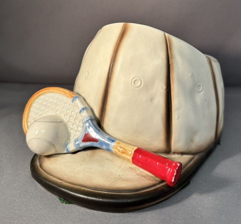 Vintage Lefton Planter TENNIS racket, ball and cap made in Japan  Sports Trophy?