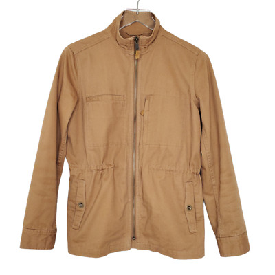 Garnet Hill Organic Cotton Cargo Jacket 00 Golden Khaki Stand Collar Women's