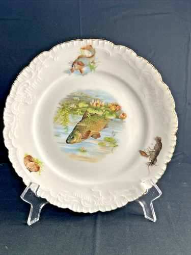 Vintage Joseph Schachtel Fischteller Germany 4er Set geprägt Goldrand neuwertig - Bild 7 von 12