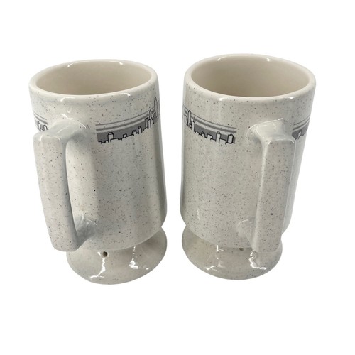Set of 2 Buffalo China NYC Skyline Mug Restaurant Ware Footed 5.5" Mugs Vintage - Picture 4 of 9
