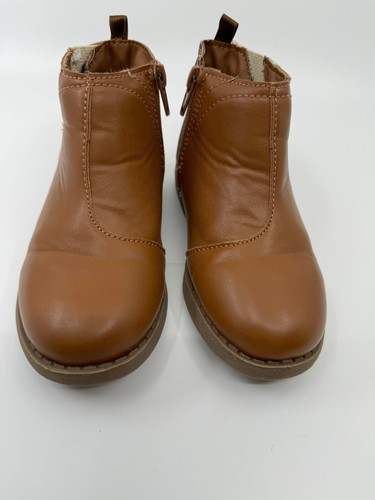 Oshkosh Girls Anckle Booths SZ 10M Brown side zipper elastic side - 第 3/7 張圖片