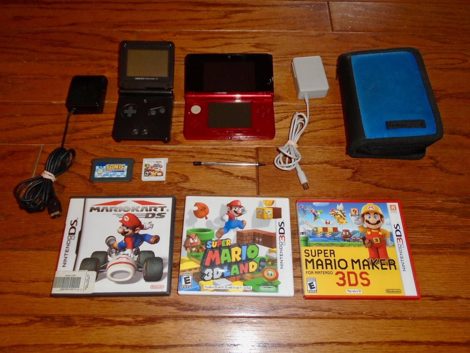 Nintendo 3DS & Game Boy Advance SP bundle! 5 games, chargers mario sonic CTR-001