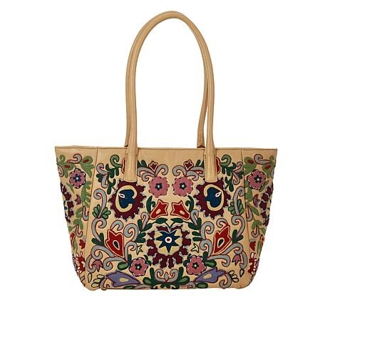 Clever Carriage Bodrum Leather Embroidered Tote NWT RET $435 Gorgeous!!