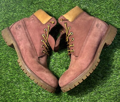 Timberland Boots Discontinued Burgundy And Tan Nubuck Mens Size