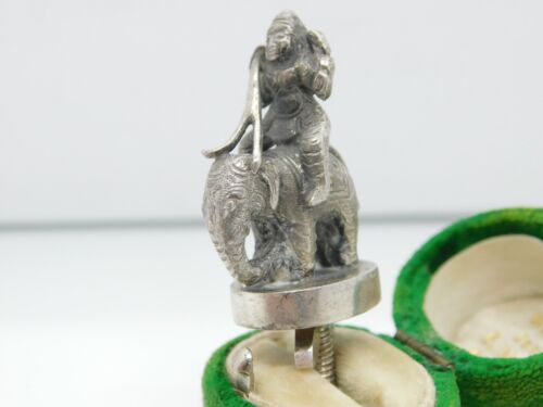 Victorian Cast Sterling Silver Kutch Figure Riding Elephant Teapot Finial Antiqu - Picture 3 of 4