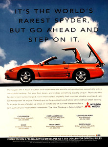 1996 MITSUBISHI 3000GT SPYDER VR-4 CONVERTIBLE—ORIGINAL MAGAZINE PRINT AD