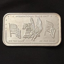 International Trade Unit Flag Bell Eagle 1 Oz .999 Silver Art Bar - C.C.M. B14 88.00 per troy oz
