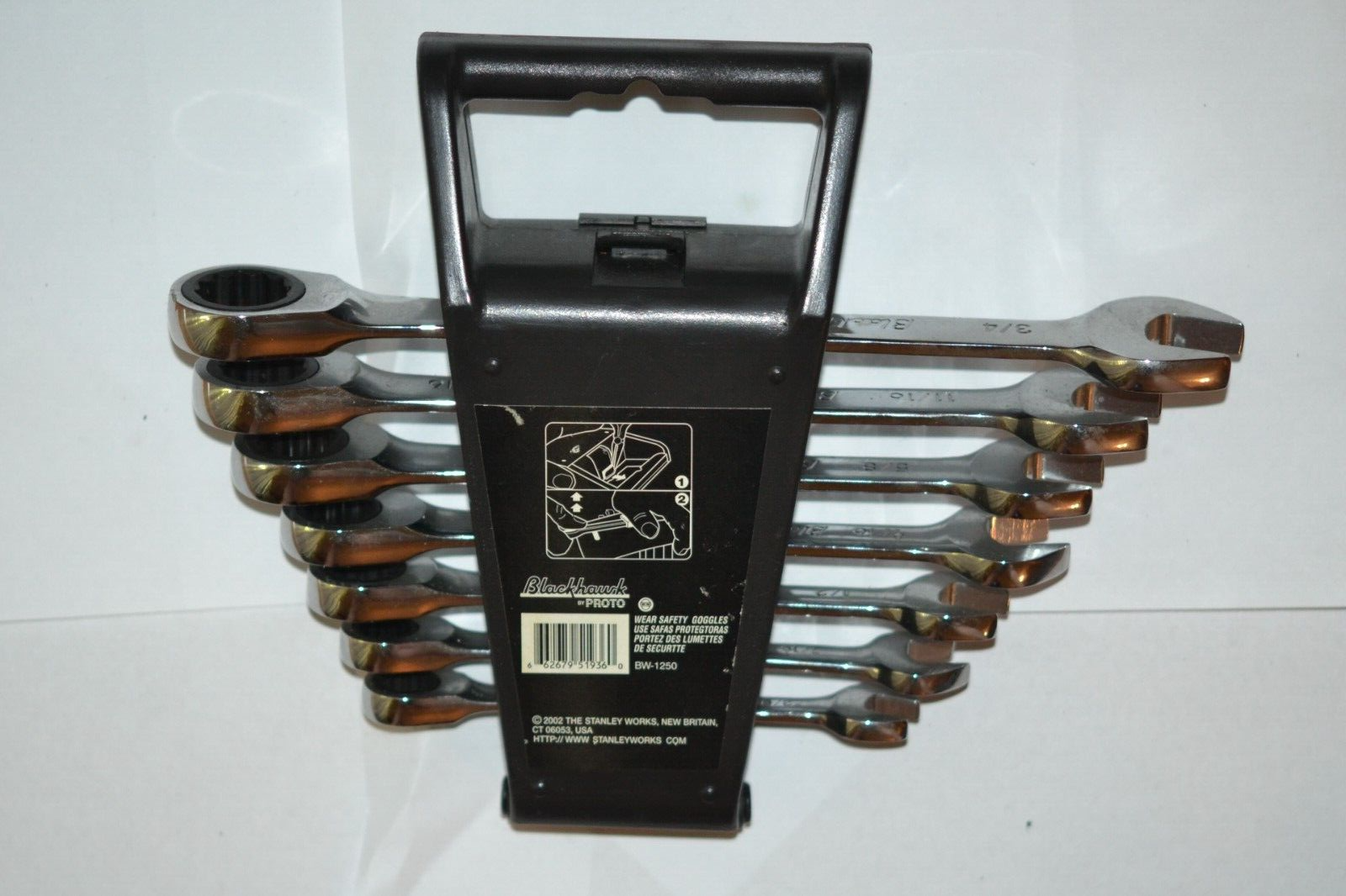 7 piece Proto Blackhawk Gear Ratcheting Wrenches Set BW1250 Sizes 3/8