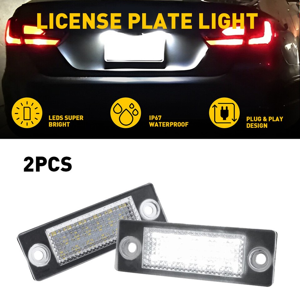 For VW Transporter T5 Golf MK5 Caddy MK3 2X Number Plate Lamp Light