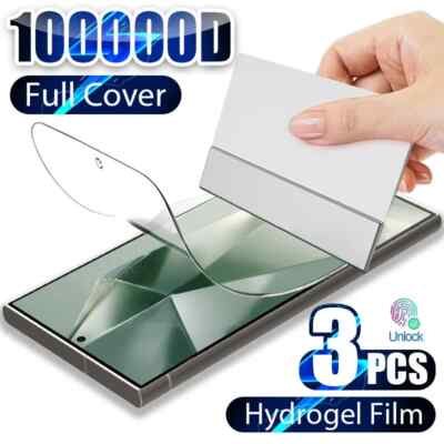 3-Pack HYDROGEL Screen Protector Samsung Galaxy S24 S23 S22 Ultra Note 20 9 Plus
