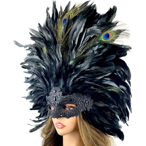 Women Costume Masquerade Party Masks With Feather For Wedding Ball Mask - Picture 4 of 16