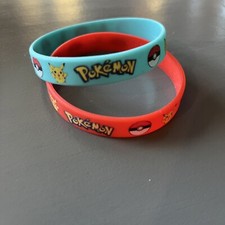 2 POKEMON Bracelets Silicone - Red & Blue - Pikachu, Squirtle & Charmander!