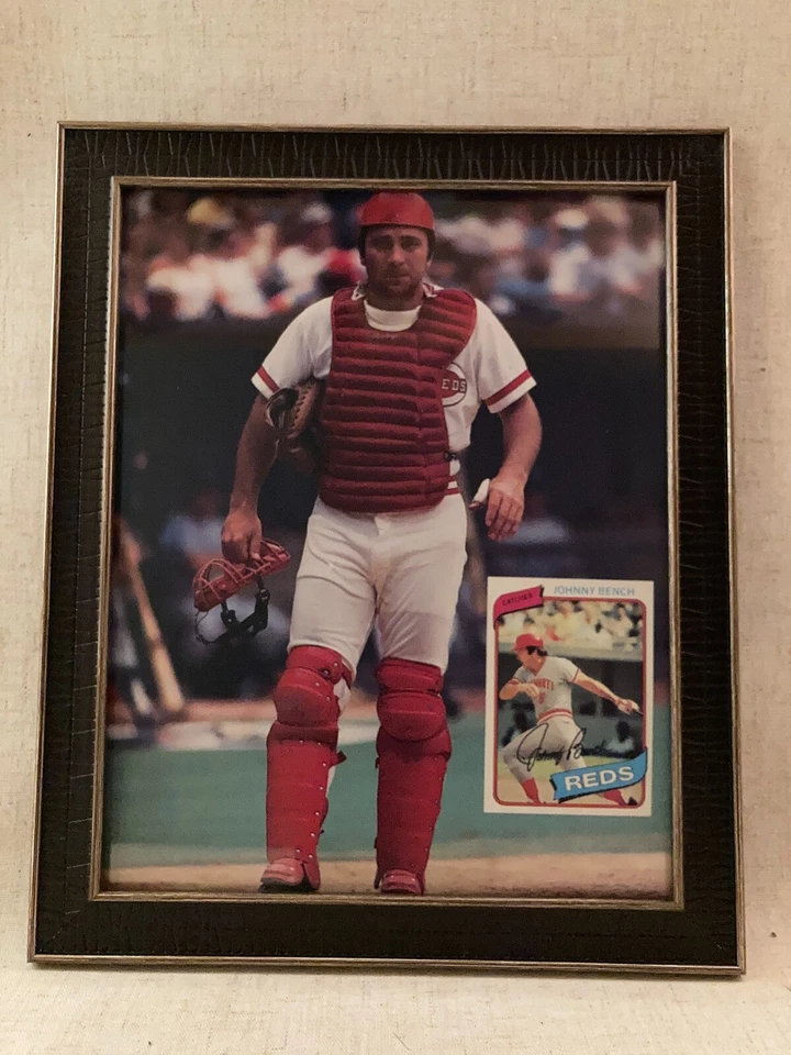 Johnny Bench SET: 8x10 Framed 1988 Photo-1984 Topps AS #22-2020 Allen Ginter #72 - Image 2 of 4