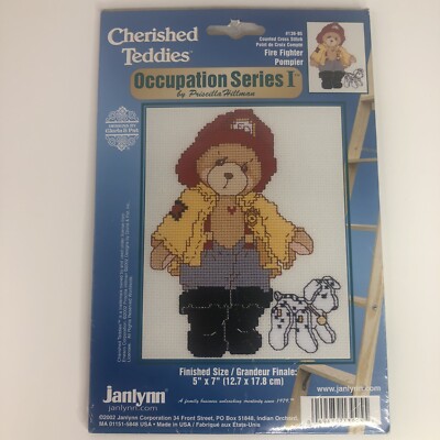 Janlynn Cherished Teddies Fire Fighter Occupation Series I Counted Cross Stitch
