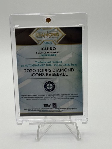 2020 Diamond Icons Ichiro Suzuki Dual relic auto card Red /5 #SPD-IS - Picture 2 of 2