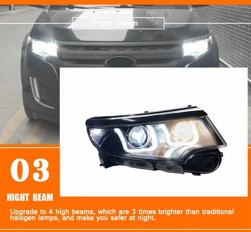 For Ford Edge 2011-2014 HID Headlight Assembly LED DRL yellow Turn Signal - Picture 4 of 13