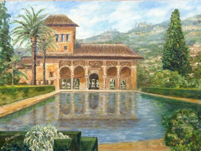 Limited Ed. Original  Giclee Print Canvas Alhambra Spain Landscape Wall Art COA