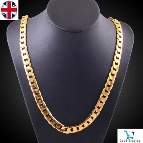 REAL 18K GOLD FILLED MENS LADIES UNISEX LINK CHAIN NECKLACE 22” INCH LONG - Picture 1 of 9