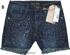 Girls Shorts Summer Short Pant Trouser Adjustable Waist Rhinestones Stud Glam