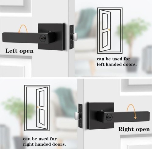 Paquete combinado de 4 palancas de entrada de puerta negras Probrico, puerta similar con llave - Imagen 2 de 4
