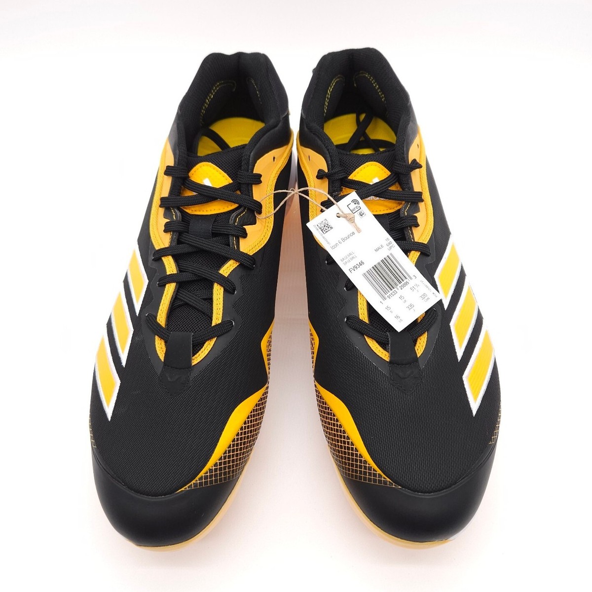 Adidas Icon Bounce Baseball Cleats, Black/Yellow, Men\'s 16 M Adidas Icon 6 Bounce (Mens Size 16) Yellow Black Metal  main image 2