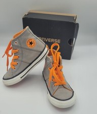Infants Reform Hi Phaeton Grey All Star Converse- Orange Laces- Size 7