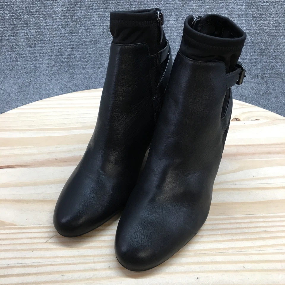 Via Spiga Boots Womens 7 M Casual Side Zip Wedge Ankle Bootie Black Leather - Image 3 of 4