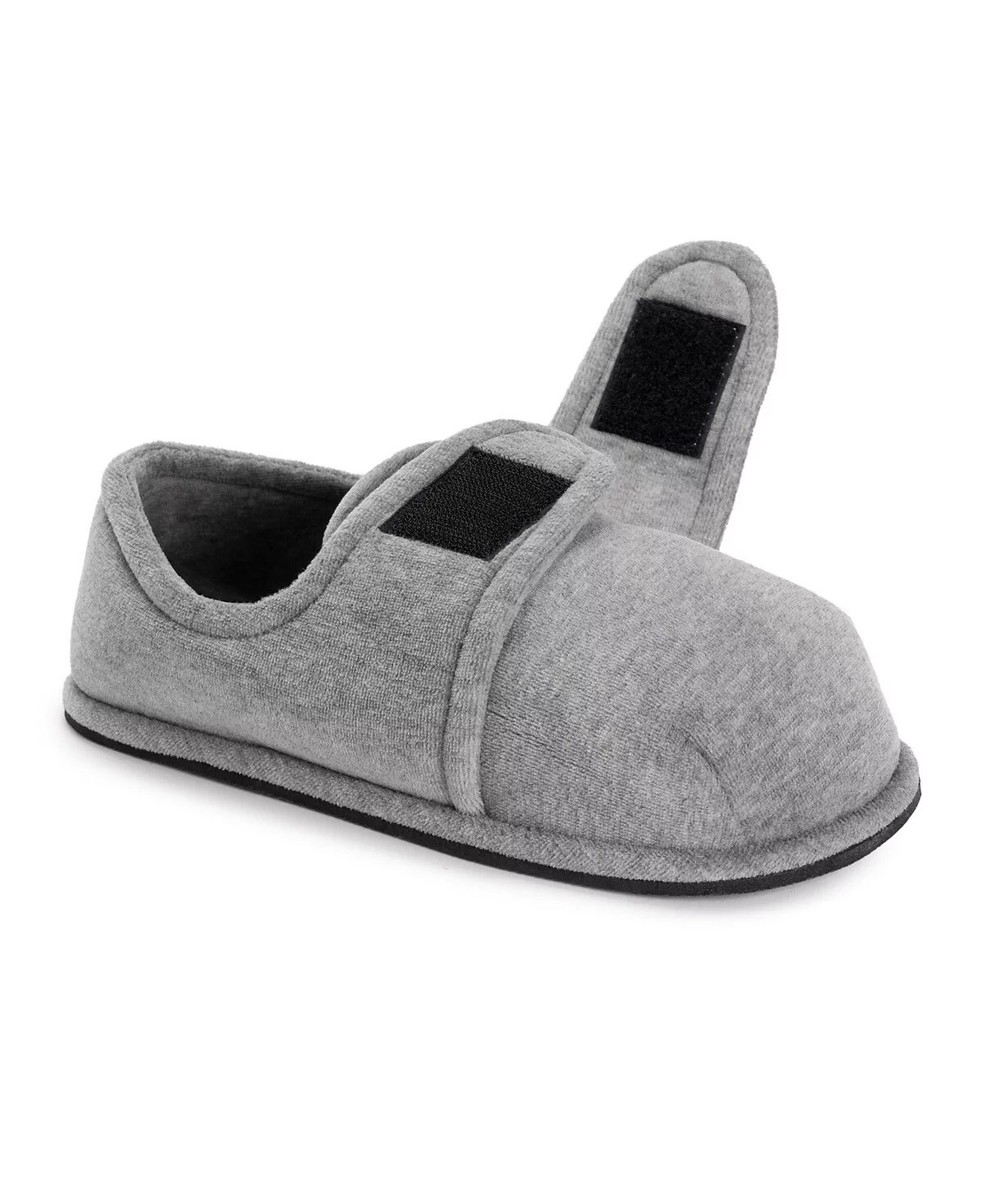 New MUK LUKS Adjustable Velour Slipper Men's Slipper Gray Size 7-9