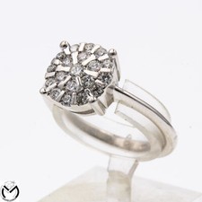 Anello in oro bianco 18 Kt 750 MIRCO VISCONTI rosetta con diamanti 0,43 ct -4...