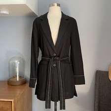 Sandwich Black Linen Belted Blazer Jacket Size 38