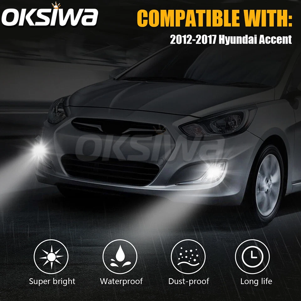 Luces antiniebla LED + DRL para Hyundai Accent 2012-17 sedán/hatchback lámpara de parachoques delantero Foto 4 de 4