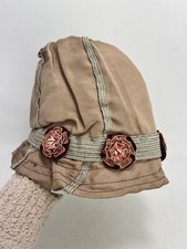 Antique 1920s Flapper Cloche Hat Silk Flowers Accents Pink Handmade Bucket Hat