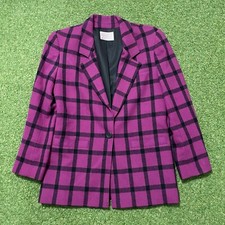 Vintage Miss Pendleton Petite 8 Wool Plaid Blazer Jacket Womens Purple