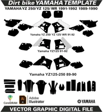 YAMAHA YZ 250 YZ 125 WR 1991-1992 1989-92 template Vector Format Ai CDR EPS M72