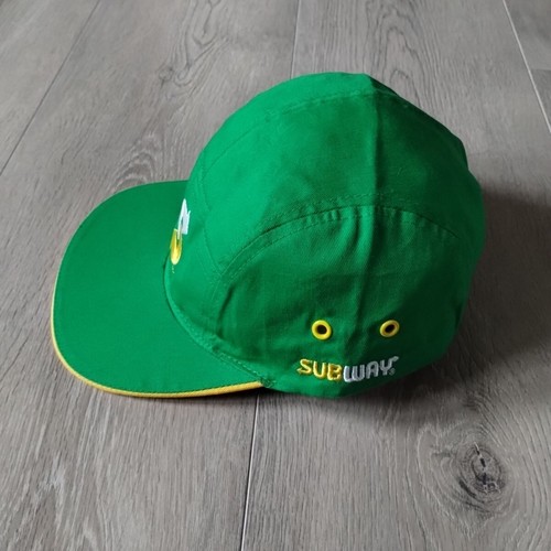 Subway Employee Hat 5 Panel Snapback Cap Green Yellow Adjustable OSFA Workwear - Picture 7 of 12