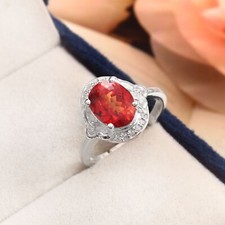 Flawless Fine Orange Padparadscha Sapphire 925Silver Handmade Wedding Ring