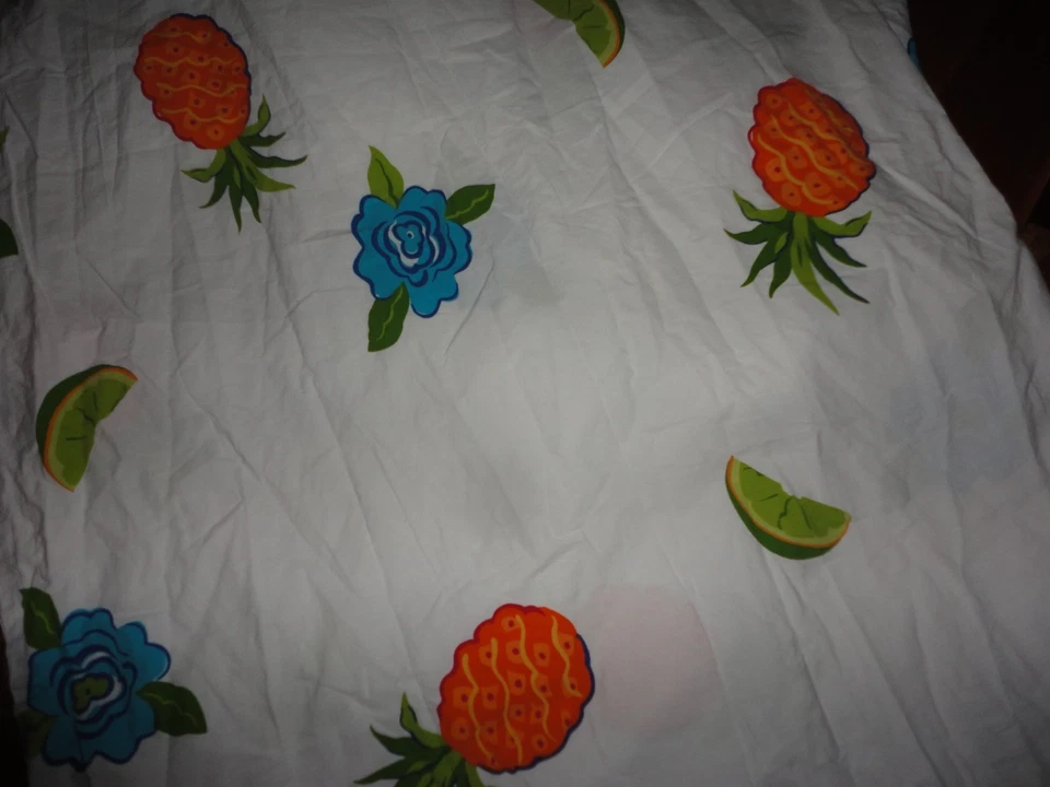 JUEGO DE SÁBANAS DOBLES TARGET FRUTAS TROPICALES LIMAS PIÑAS VERDE AZULADO ROSA ROSAS (2 PIEZAS) Foto 4 de 4