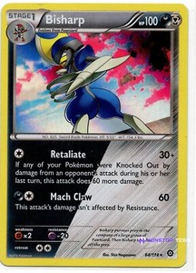 Bisharp 64/114 Shiny Pokemon TCG XY Steam Siege Holo Rare Light Play