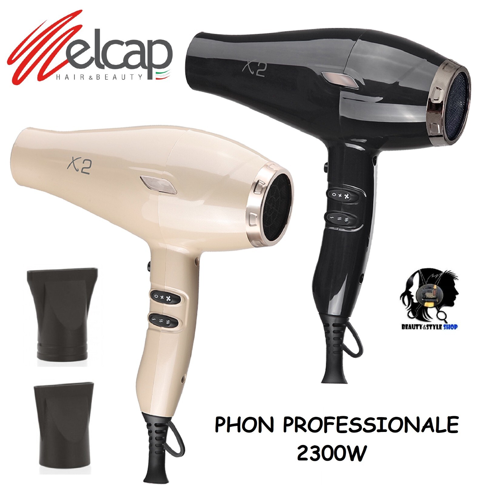 Asciugacapelli Melcap X2 2300W Professionale | Piega da Salone a Casa