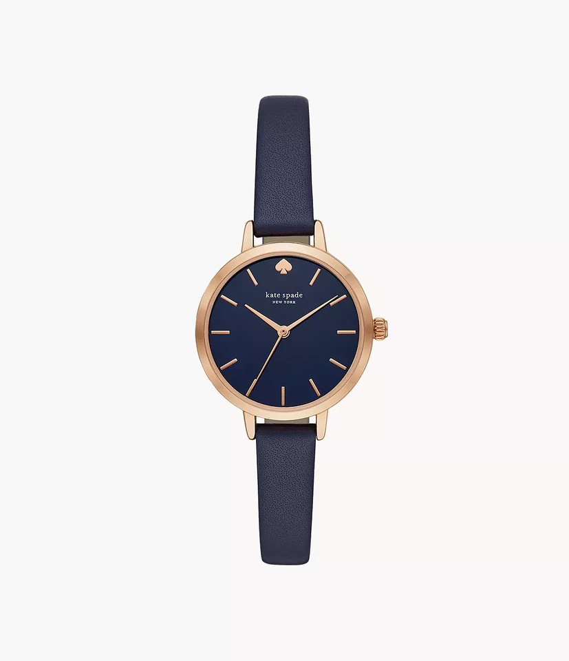 kate spade new york metro three-hand navy leather watch KSW9004 - Image 2 of 4