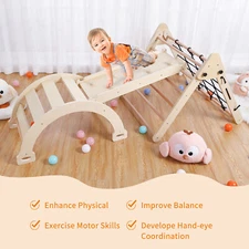 Indoor Playground Climbing Gym Kids Wooden 3 in 1 Climber Playset for Childrens