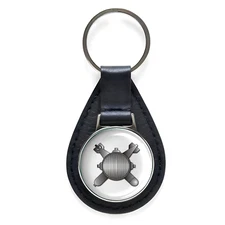 Navy Explosive Ordnance Disposal Black Leather Keychain Silver Keyring Military