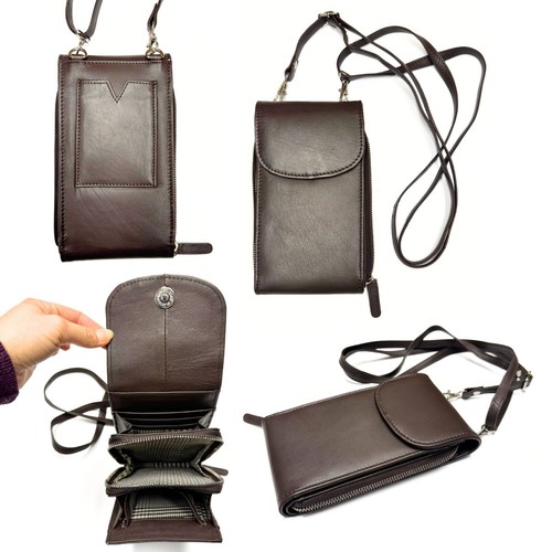 Bolso pequeño de cuero genuino Cow Napa - Cartera bandolera expandible para teléfono celular - Imagen 7 de 9