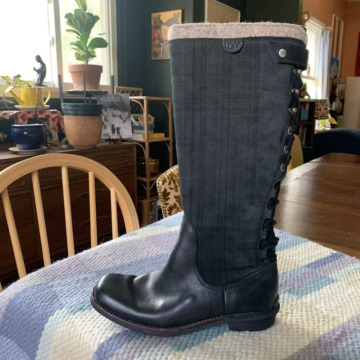 Ugg leather shop lace up boots