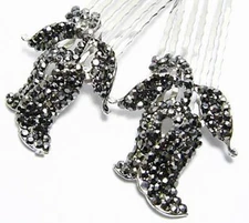 2PCS ROSE BLACK AUSTRIAN RHINESTONE CRYSTAL HAIR COMBS BARRETTE CLIP COMB C1152B